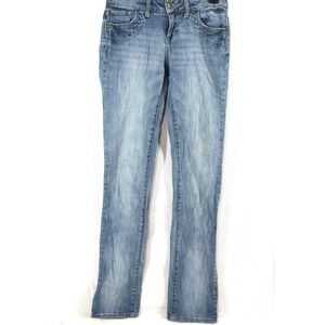 Morgan Jeans Delia's Junior Size 3L Blue Denim Boot cut  27 x 33 Distressed